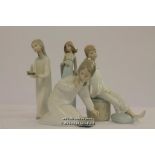 Lladro: Girl with Candle 4868, Little Girl with Slippers 4523, Ingenue 5487, Girl with Mother's Shoe