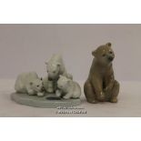 Lladro group Bearly Love 1443 and Resting Bear. (2)