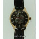 Gentlemen's 75th Anniversary Spitfire novelty wristwatch, on dark brown leather strap, boxed