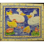 *Acrylic on canvas, modern nursery painting with ducks on a pond, inscribed on reverse "Tu Noah,