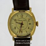 Gentlemen's Moscow Time automatic wristwatch, circular gold coloured dial with skeleton back,
