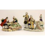 A Continental porcelain figure group of a couple playing chess, 18cm; Continental porcelain figure