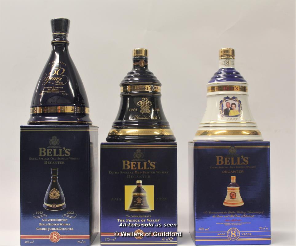 Bell's Scotch Whisky: three limited edition commemorative decanters, 50th Wedding Anniversary of the