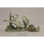 Two Lladro bird groups, Ducks 4895 and Geese Group 4549. (2)