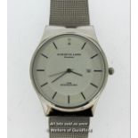 Gentlemen's Christin Lars stainless steel wristwatch, circular silvered dial with baton hour