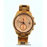 *Michael Kors wristwatch, circular rose coloured dial with two subsidiary dials and date aperture,