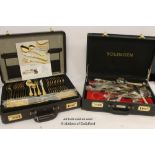 *Solignen gilt heightened suite of cutlery; suite of gold plated cutlery, both cased.