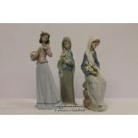 Three Lladro figurines, Innocence in Bloom 7644 (boxed), Girl with Calla Lillies 4650 and Girl