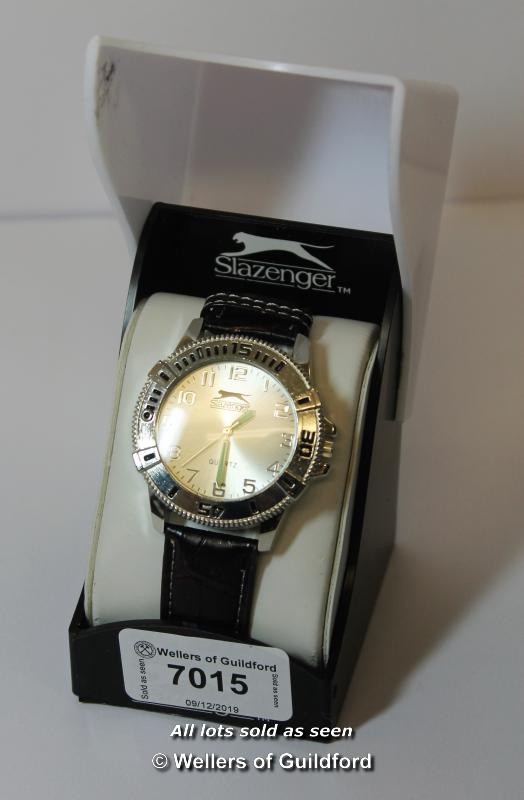 Gentlemen's Slazenger wristwatch, circular silvered dial with Arabic numerals and luminous hands, on - Image 2 of 2