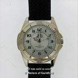Gentlemen's Slazenger wristwatch, circular silvered textured dial with Arabic numerals, on black