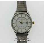Gentlemen's Christin Lars stainless steel wristwatch, circular white dial with gold coloured baton