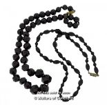 Two jet bead necklaces, lengths 48cm and 49cm