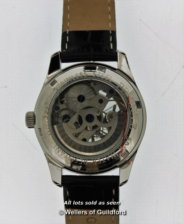 Gentlemen's Pendule automatic wristwatch, circular part mother of pearl and part skeleton dial, with - Image 2 of 3