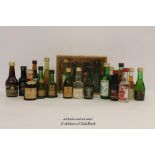 Twenty one alcohol miniatures comprising a boxed set of four in cluding Kahlua and Baileys, 17