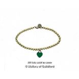*Tiffany & Co bead bracelet with heart charm, length 17cm (Lot subject to VAT)