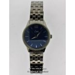 Gentlemen's Limit stainless steel wristwatch, circular blue dial with baton hour markers, boxed