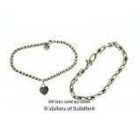 *Tiffany & Co silver bead bracelet, length 17.5cm, and a Tiffany & Co fancy link bracelet, length
