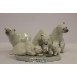 Lladro: Attentive Polar Bear 1207, Resting Polar Bear 1208, Bearly Love 1443. (3)