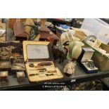 *Assorted collectables including Chinese hardstone miniature furniture, commemorative wares and