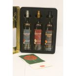 Benromach Speyside single malt Scotch whisky gift case containing 3 x 20cl bottles.