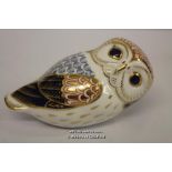 *Royal Crown Derby "Owl" Paperweight - Gold Stopper - Boxed [LQD106]