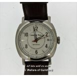 Gentlemen's Moscow Time automatic wristwatch, circular white dial with skeleton back, baton hour