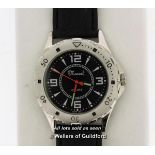 Gentlemen's Marcel Drucker wristwatch, circular black dial with baton hour markers and Arabic