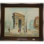 *Large Original Parisian Scene Oil Painting On Canvas Signed [LQD106]