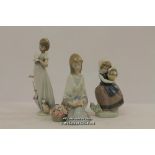 Three Lladro figurines, Spring is Here 5223, Flower Song 7607 and Summer Stroll 7611 (3)