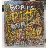 *Julio Gonzales Consuegra, 'The Champ', a tribute to Boris Becker, mixed media on canvas,