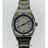 Gentlemen's Klaus-Kobec stainless steel wristwatch, circular silvered textured dial with baton