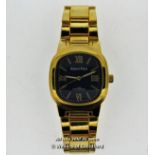 Gentlemen's Gianni Ricci gold coloured stainless steel wristwatch, blue textured dial with baton