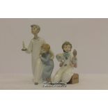 Two Lladro figures, Boy & Girl 4874 and Pierrot in Preparation 6257. (2)