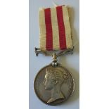 Indian Mutiny Medal, no bar, named to Major J.E. Hughes, 47th Madras Native Infantry. Who recaptured