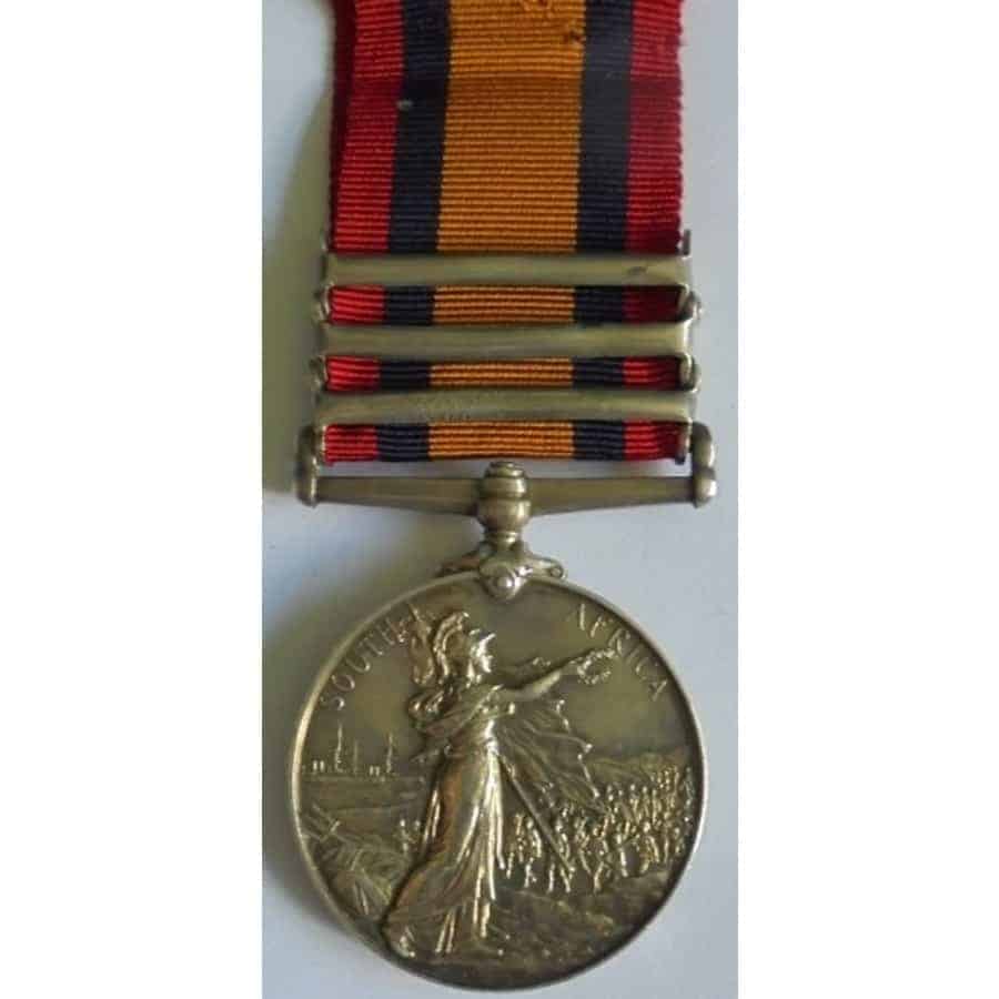 Queens South Africa Medal, three clasps, Elandslaagte, Defence of Ladysmith, Belfast named to 4182 - Image 3 of 4