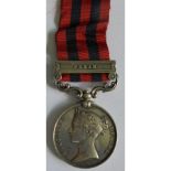 India General Service Medal 1854, clasp Perak, named to 820 Private G. Hopkins, 80th Foot. With copy