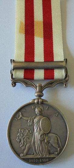 Indian Mutiny Medal, clasp, Central India, named to Richard Ing, 3rd Madras European Regiment. - Image 3 of 4