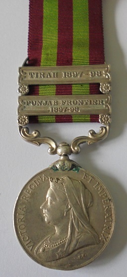 India General Service Medal 1895, VR, two clasps, Punjab Frontier 1897-98 and Tirah 1897-98 named in - Image 2 of 4