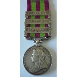 India General Service Medal 1895, three clasps, Punjab Frontier 1897-98, Samana 1897 and Tirah