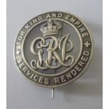 Silver War Badge. No.B116683 awarded to Gunner Andrew Sullivan who had been discharged from the