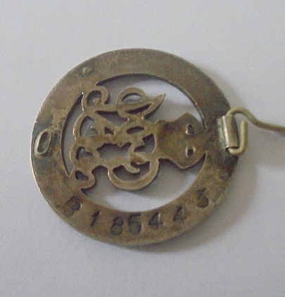 Silver War Badge. No.185443 awarded to Private Alfred Gilkes, who was discharged due to sickness - Image 2 of 2