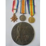 A Mons Star and Bar Trio, Memorial Plaque and Memorial Scroll to Private G. Bugler, 11th Hussars,
