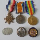 Medals and Badges to Private W. Layton, Army Service Corps. 1914-15 Star, British War Medal and