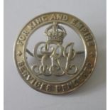 Silver War Badge. No.268241 awarded to Private Daniel Francis Murphy, noted as having been with