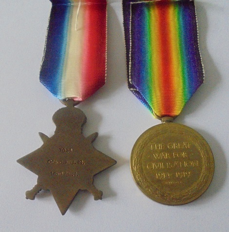 A Mons Star and Victory Medal to Corporal J. Willis, 1st Battalion, Somerset Light Infantry, who was - Image 2 of 3