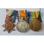 Private G. Hunter, 7th Battalion, Border Regiment. 1914-15 Star, British War Medal and Victory Medal