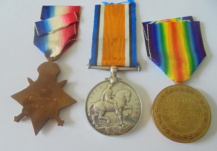 A Mons Trio to Private E. Pritchard, 2nd Battalion, Monmouthshire Regiment. 1914 Star named to - Image 2 of 2