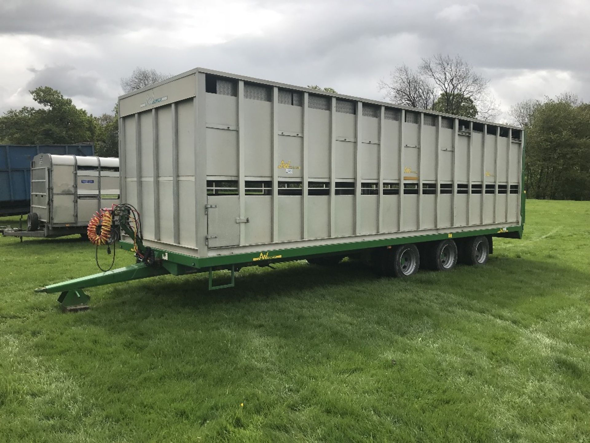 2014 A W Livestock Trailer. 29ft.With Hydraulic Lift Up Decks, Air Brakes, In Excellent Condition