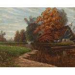 ESCHKE, Hermann: Im Spreewald.Öl/Malkarton, rechts unten signiert. 24 x 30 cm, Goldstuckrahmen 35