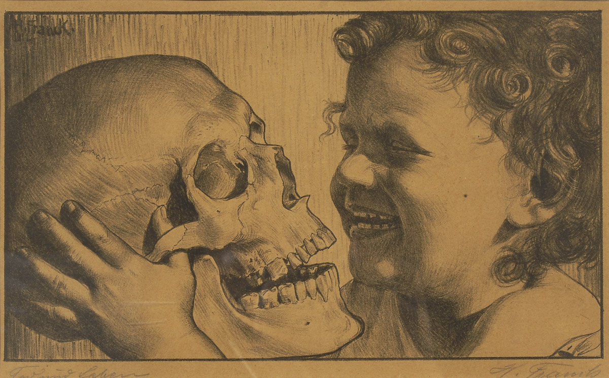 FRANCK, Henri: "Tod und Leben".Lithografie, Bleistiftsignatur, betitelt, Platte 18 x 31 cm, verglast